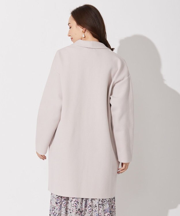 自由区 L 【軽量・洗える】ガウンニット コート ライトグレー系