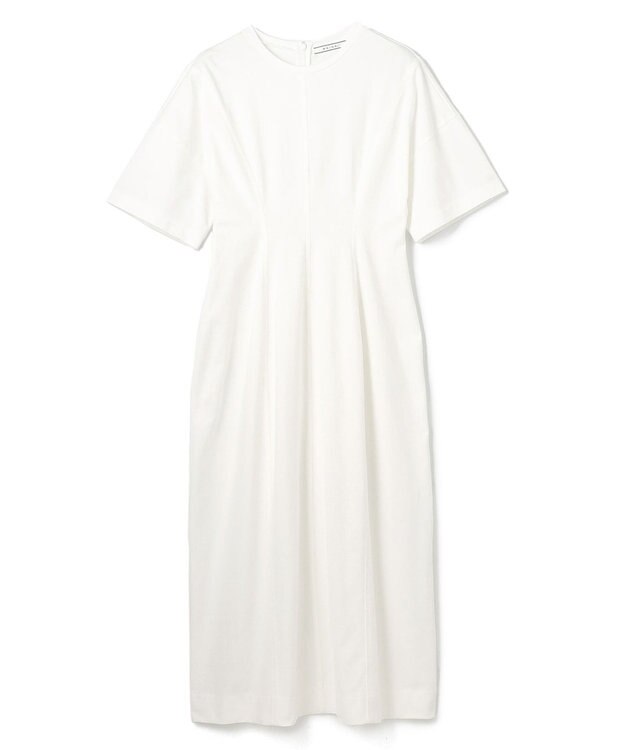 BEIGE， 【洗える】GLANTHUS / コットンカーブラインロングフレアワンピース White