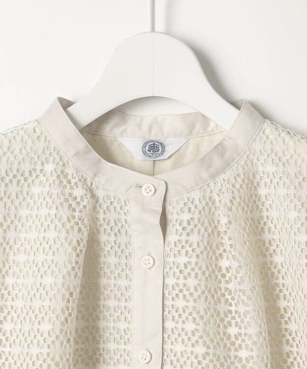 J.PRESS LADIES レースジャージー バンドカラー カットソー グレージュ系