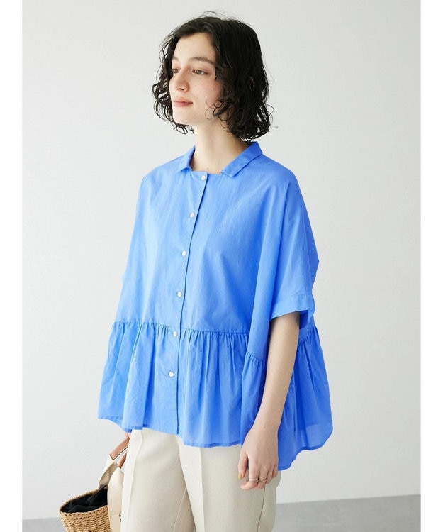 CRAFT STANDARD BOUTIQUE ペプラムブラウス Sax