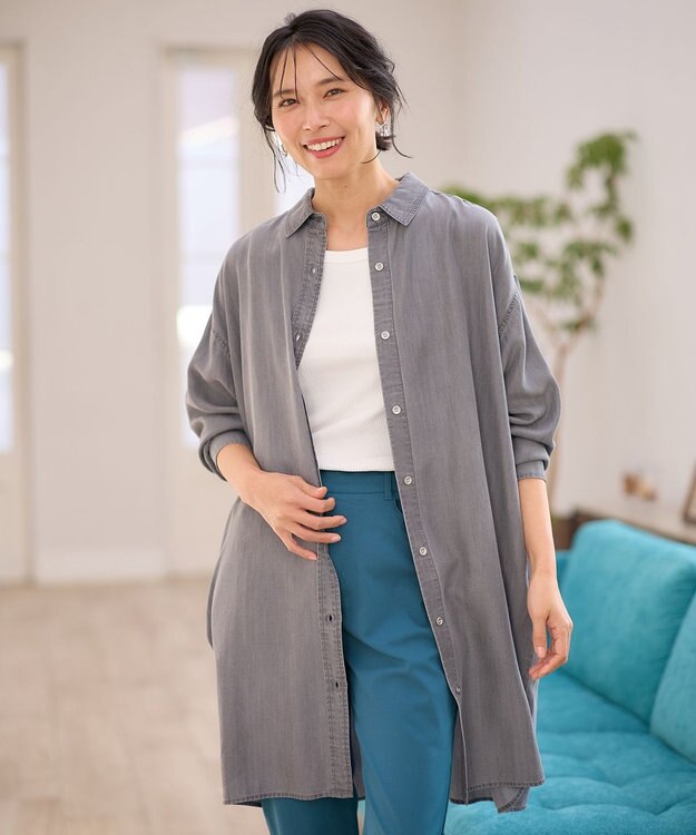 ANY 【手洗い可能】ウォッシャブルデニムシャツ グレー