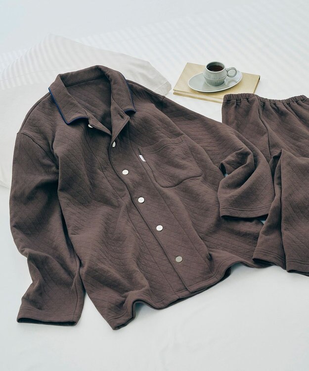 ワコール／睡眠科学 【ふわごころ（R）メンズパジャマ】 長袖・長ズボン しっとりなめらか ふわふわ触感 YGW421 睡眠科学／ワコール ブラウン