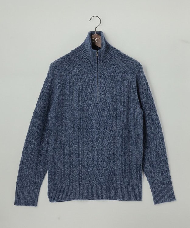 JOSEPH ABBOUD 【柔らか】ラムコットンハイネックジップ セーター ブルー系