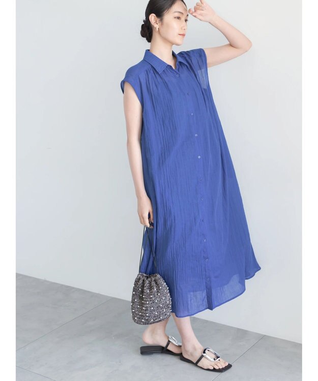 Te chichi シャンブレーボイルテントマキシワンピース ブルー