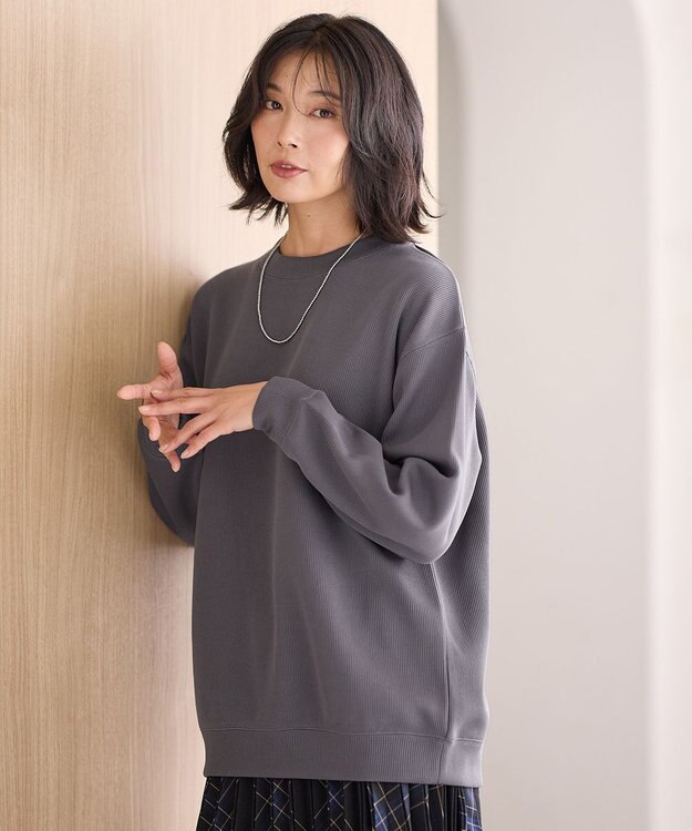 ANY L 【洗濯機可】ダブルフェイスジャージープルオーバー チャコール