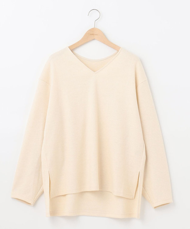 SHARE PARK LADIES サイドスリットVネックニット オフホワイト
