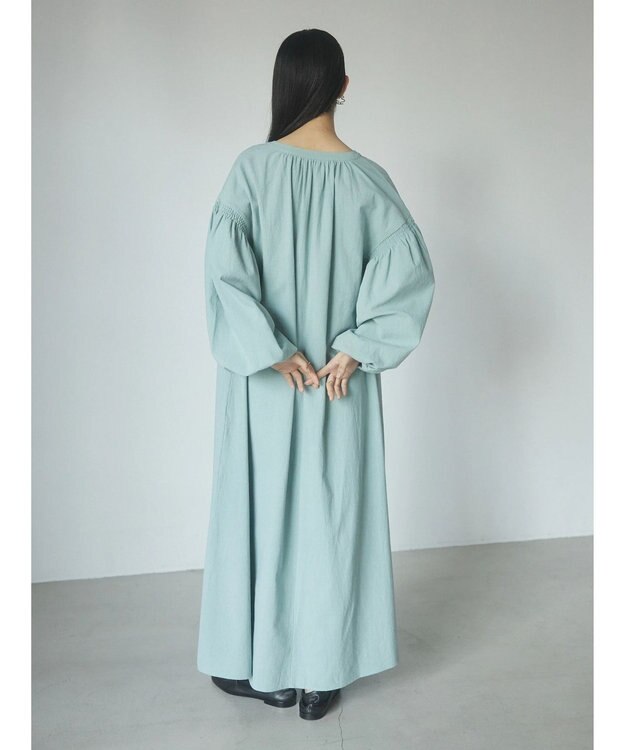 Green Parks ａ．袖ギャザーボリュームワンピース Sax