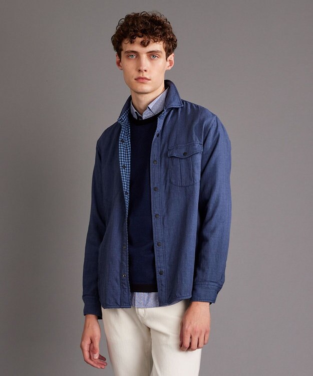 JOSEPH ABBOUD 【2WAY】リバーシブルシャツ ネイビー系