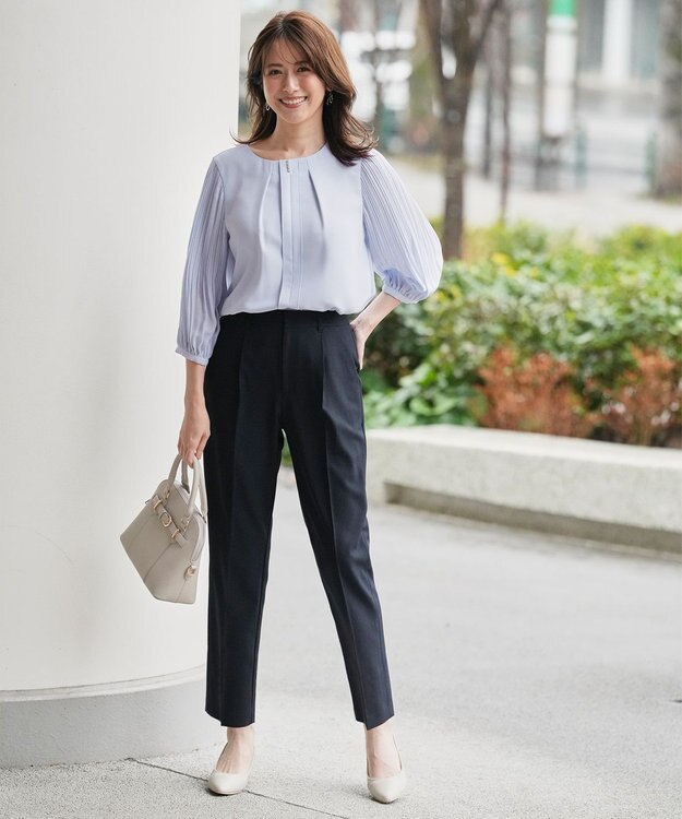 ANY SIS プリーツスリーブ ブラウス ライトブルー