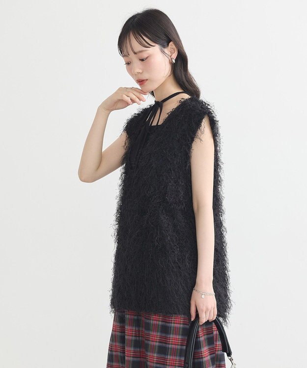 earth music&ecology ふさふさベスト Black