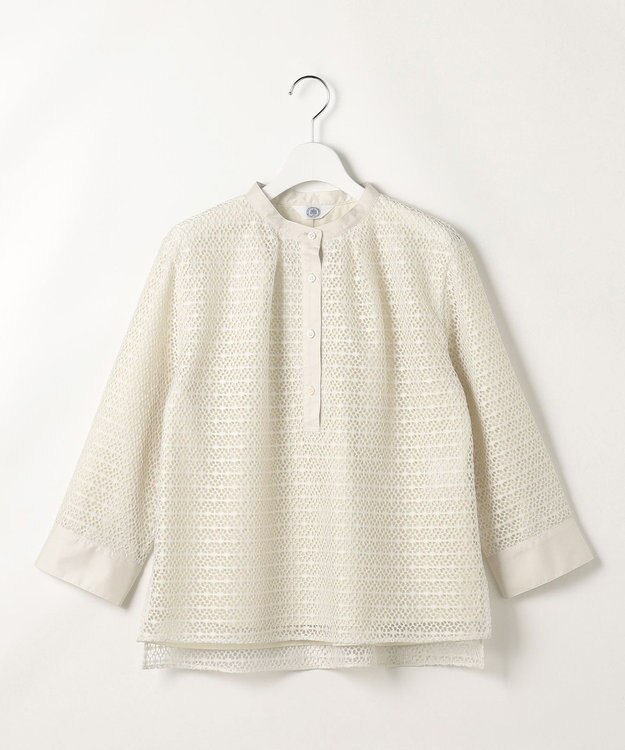 J.PRESS LADIES レースジャージー バンドカラー カットソー グレージュ系