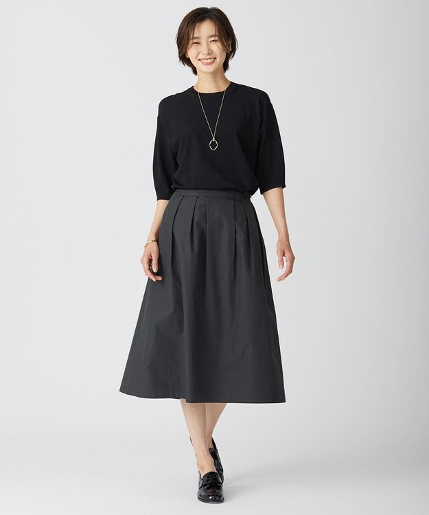 J.PRESS LADIES 【洗える】 レーヨンエリートストレッチ パフスリーブ ニット ブラック系