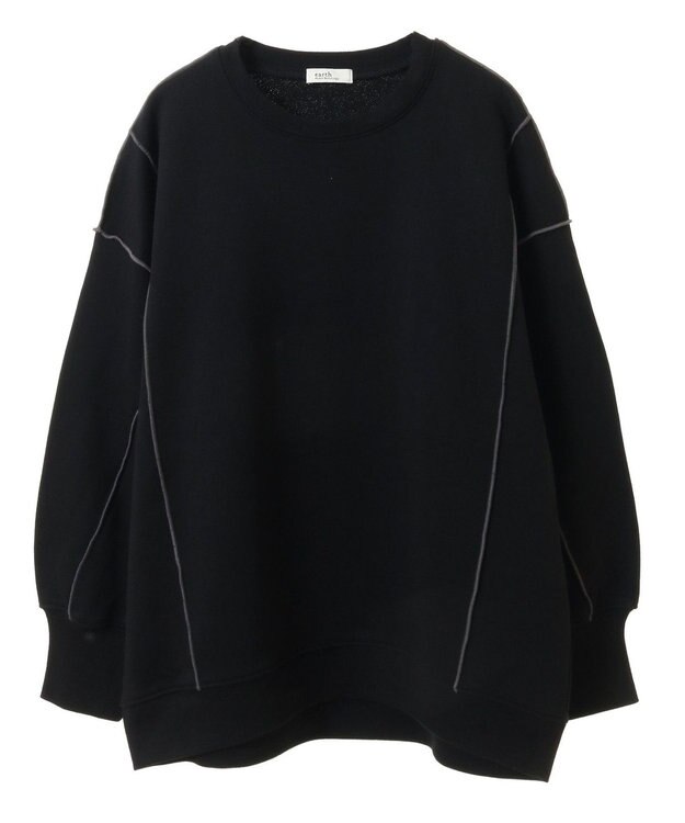 earth music&ecology 配色ルーズチュニック Black