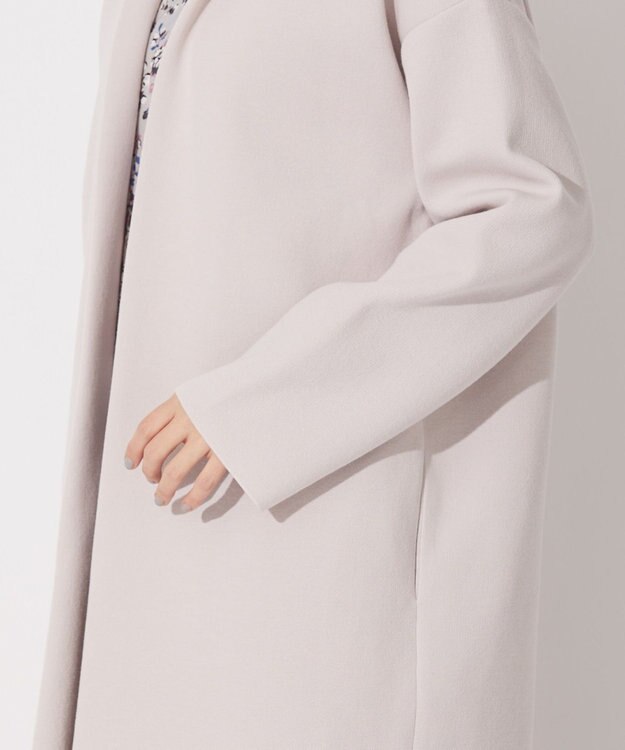 自由区 L 【軽量・洗える】ガウンニット コート ライトグレー系