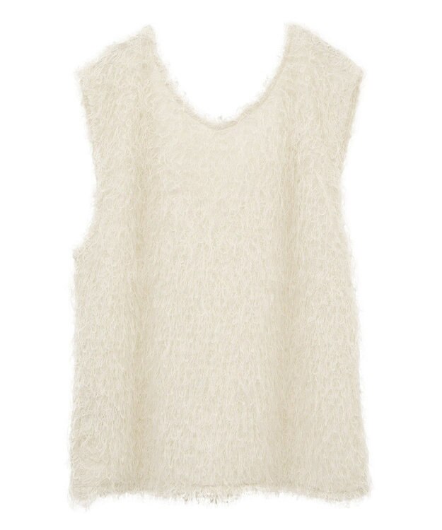 earth music&ecology ふさふさベスト Ivory