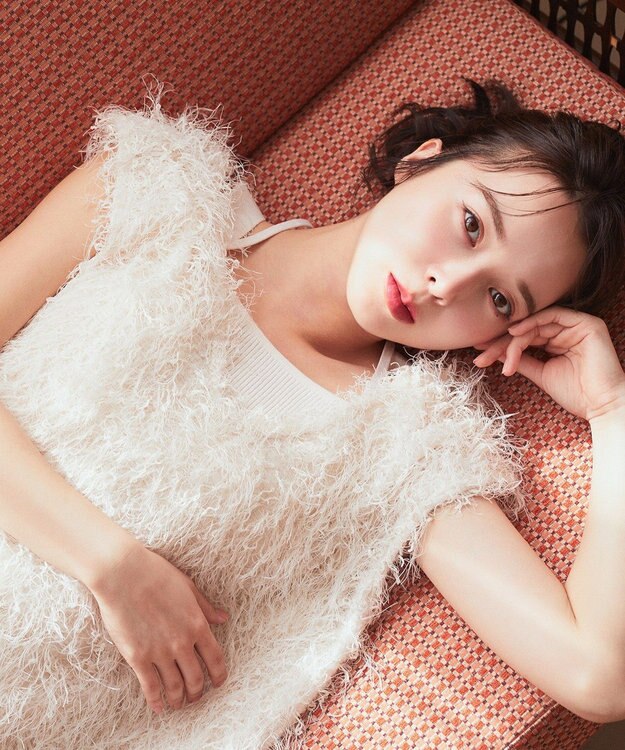 earth music&ecology ふさふさベスト Ivory