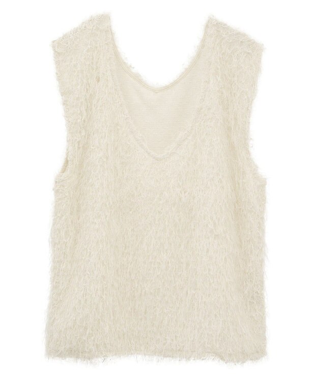 earth music&ecology ふさふさベスト Ivory