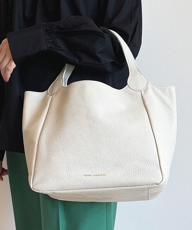 Hekhèr Le Style de Vie 【日本製/セレモニーにも】シュリンクレザー ハンドバッグ medium ホワイト