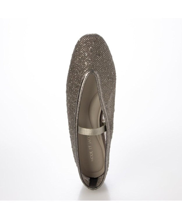 MODE ET JACOMO <MODE ET JACOMO>ストラップチュールフラットパンプス グレーメタリック