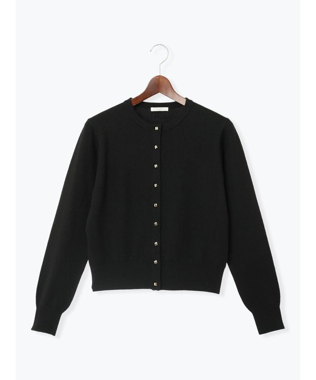 Te chichi メタルスクエア釦クルーネックカーディガン ブラック