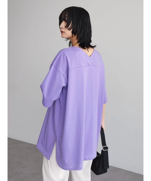 Green Parks 冷っとすずやか　バックカシュクールチュニック Deep Purple