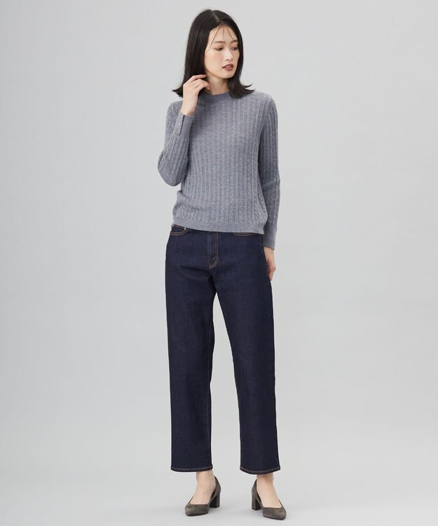 J.PRESS LADIES 【洗える】KNIT BASIC クルーネック ニット トップグレー系