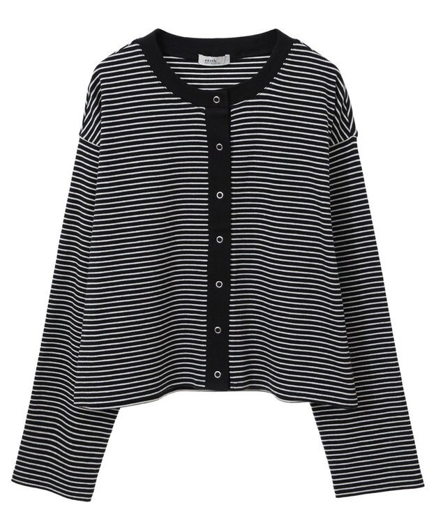 earth music&ecology ＳＥＴ２点リブアンサンブル Border Black