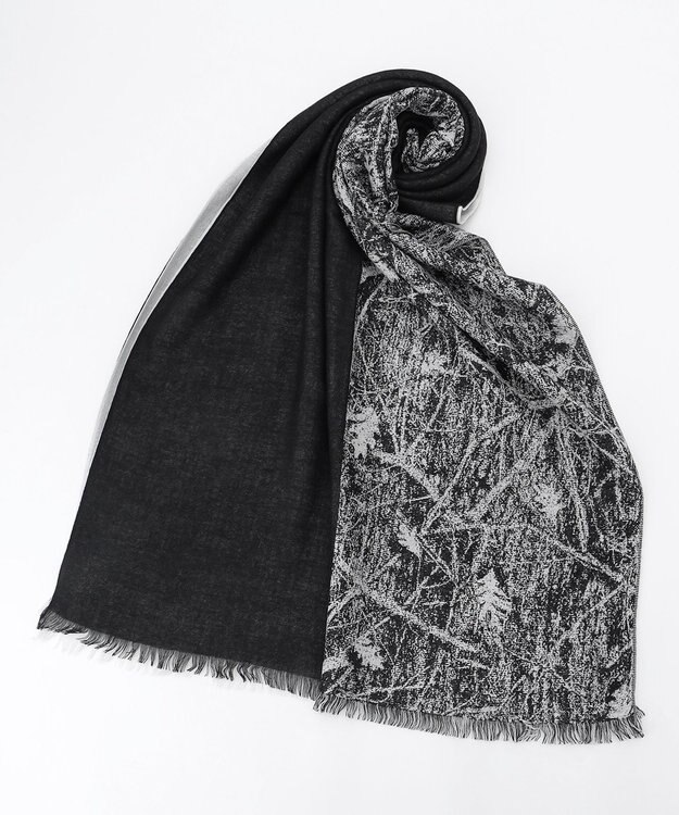 JOSEPH HOMME シルクカシミヤ ストール フォレストパターン ブラック系1