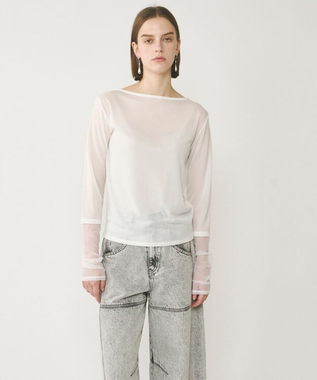 GRACE CONTINENTAL シアーアセテートカットトップ ホワイト