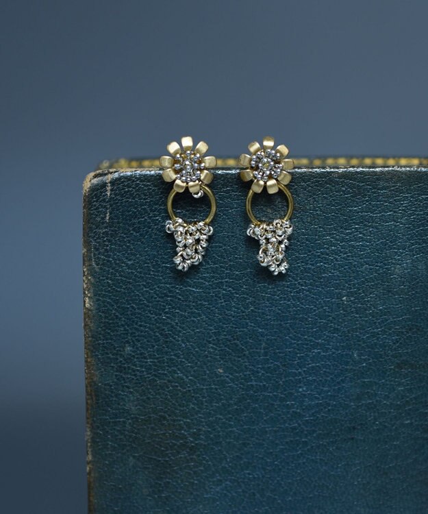 monshiro マーガレットピアス ゴールド×グレー