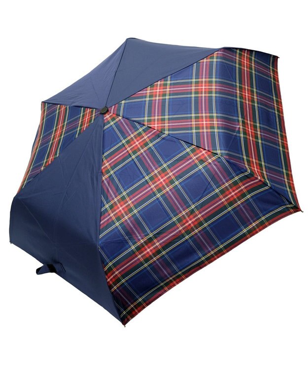 +RING 【簡単/便利】UNISEX 自動開閉式 折傘58cm NVY-CHK T1237 紺