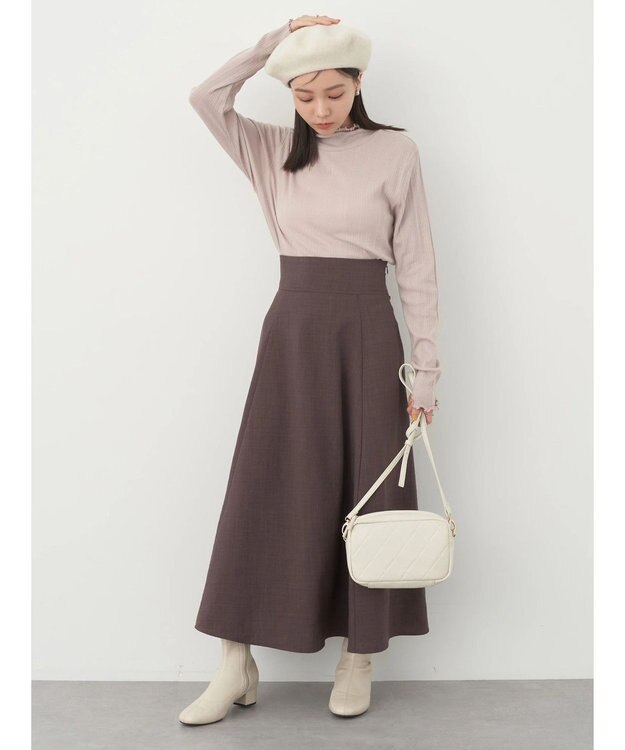 earth music&ecology コットンシアータートルネックプルオーバー Beige