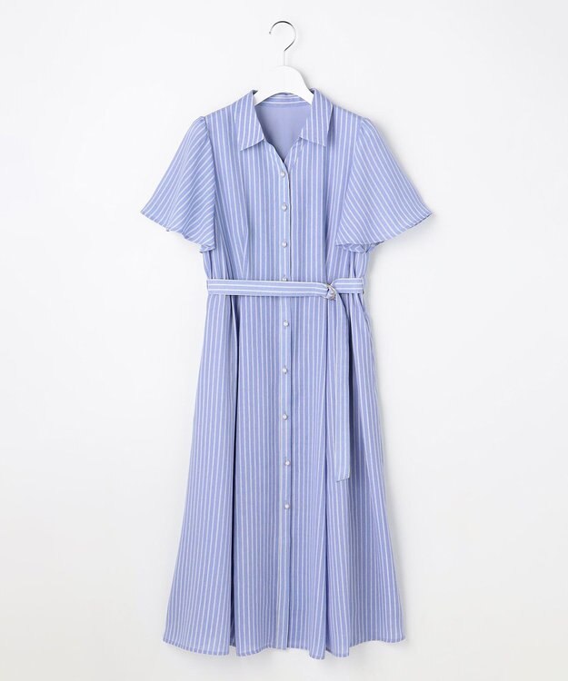 ANY SIS スムージーポリエステル ワンピース ブルーストライプ
