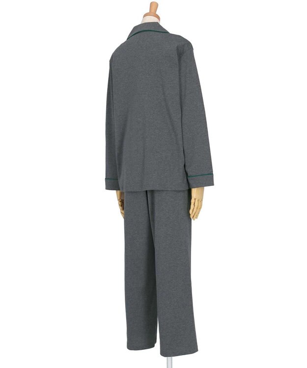 une nana cool 【綿100%】60/1 シルケットスムース 長袖開襟 MADE WITH LIBERTY FABRIC ダークグレー