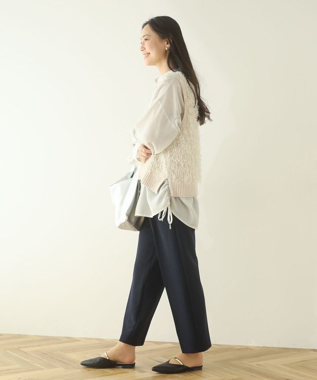 Green Parks 脇シャーリングシャツ Stripe Ivory