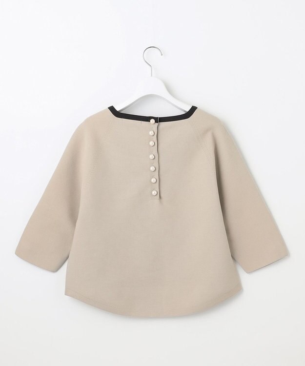 自由区 L 【洗える】ポリエステルホールガーメントプルオーバー ニット ベージュ×アッシュ