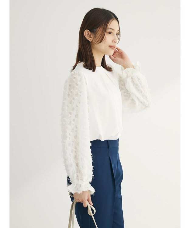 Green Parks 袖ジャガードドッキングプルオーバー Off White