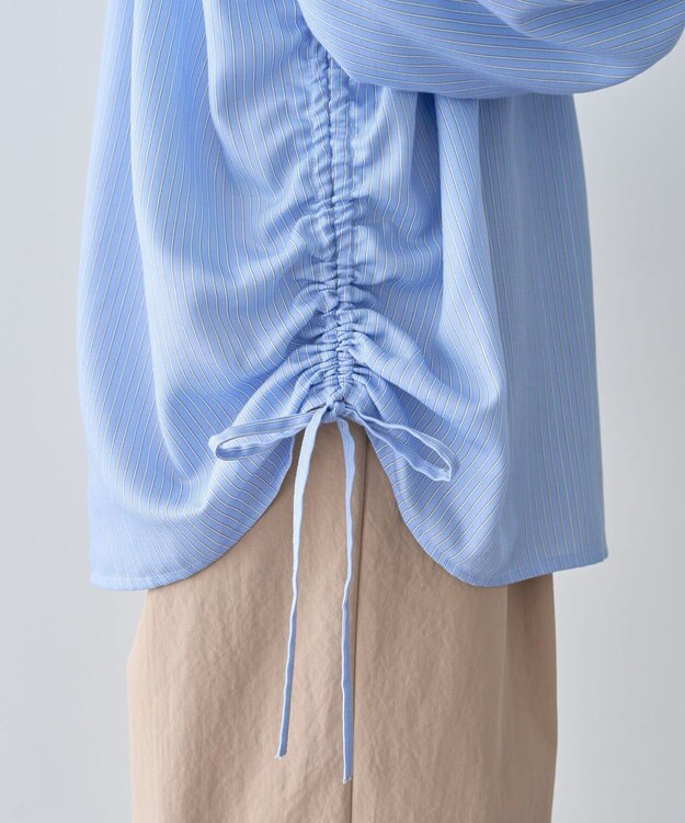 Green Parks 脇シャーリングシャツ Stripe Blue