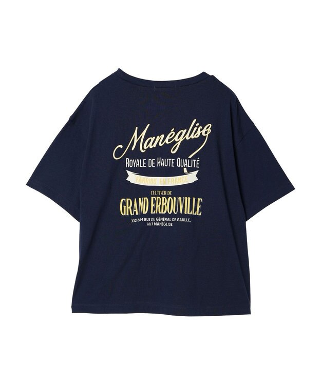 Green Parks 両面ロゴレトロボックスＴシャツ Navy