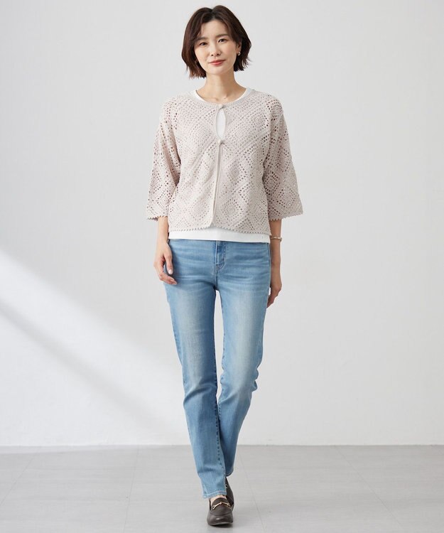 J.PRESS LADIES 【洗える】リブ ノースリーブ カットソー ホワイト系