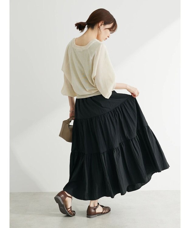 Green Parks ・ＥＬＥＮＣＡＲＥ　ＤＵＥ　ナイロンティアードスカート Black