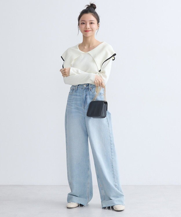 earth music&ecology ビックカラーオフショルニットプルオーバー Ivory