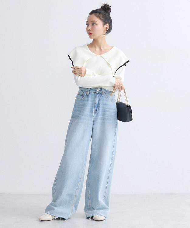 earth music&ecology ビックカラーオフショルニットプルオーバー Ivory