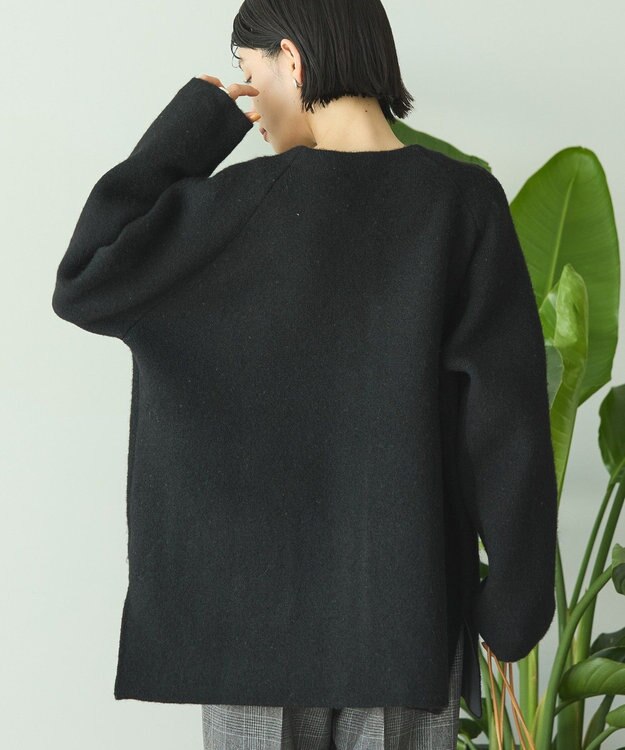 AMERICAN HOLIC Wフェイスラグランニットコーディガン Black