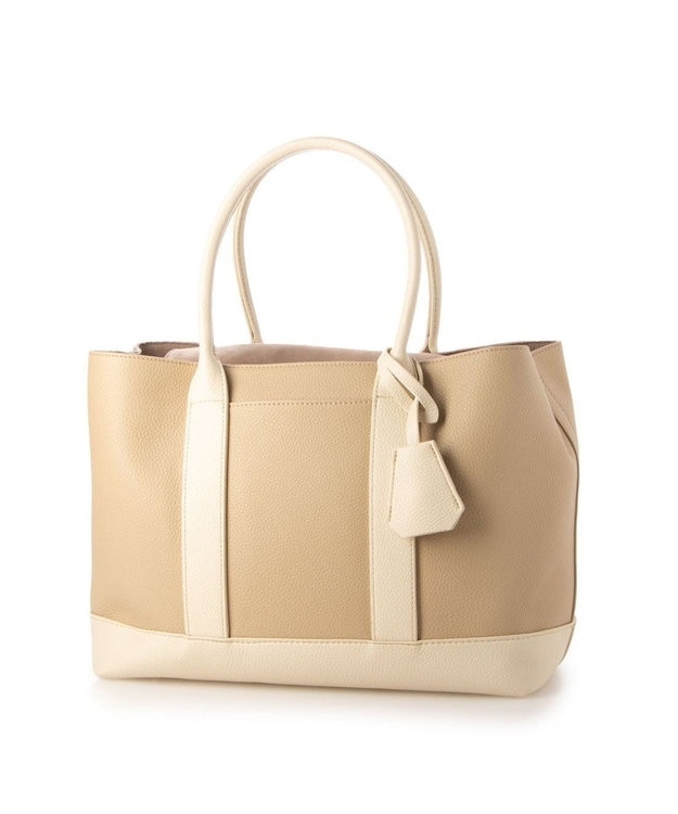 UNBILLION cachecache ショルダー付きパーテーション合成皮革トートL ベージュミックス