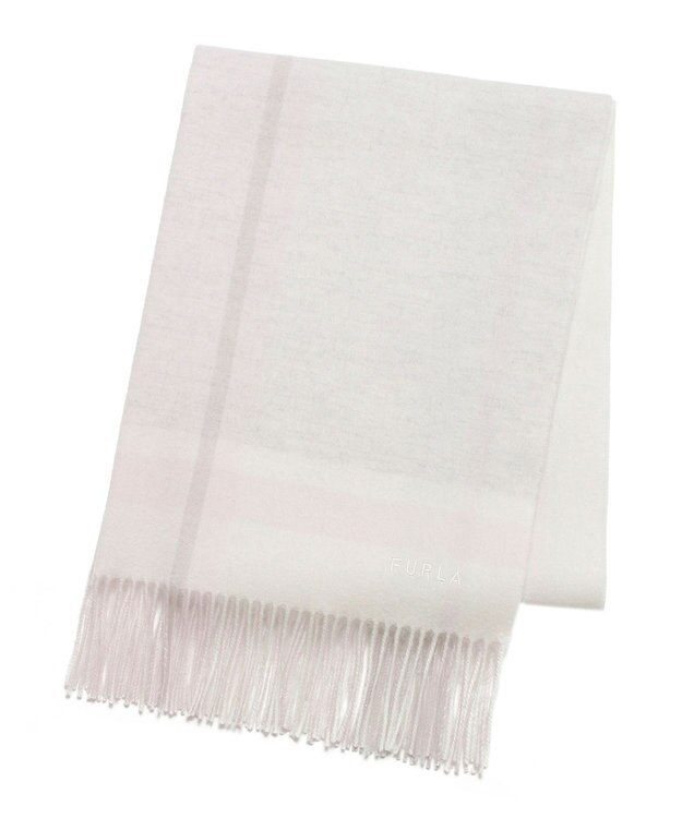 MOONBAT FURLA ウール混 超大判ラメ入りブロックチェックストールマフラー／幅70cm ペールピンク