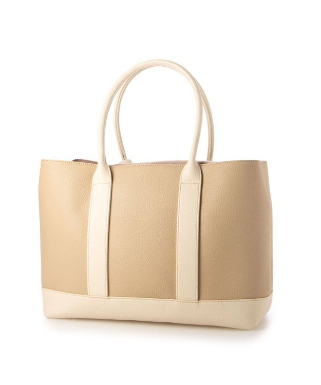 UNBILLION cachecache ショルダー付きパーテーション合成皮革トートL ベージュミックス