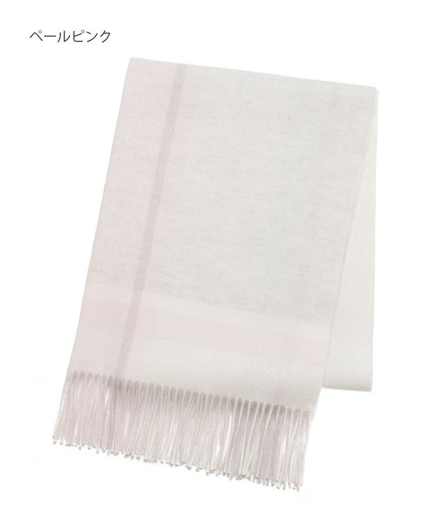 MOONBAT FURLA ウール混 超大判ラメ入りブロックチェックストールマフラー／幅70cm ペールピンク