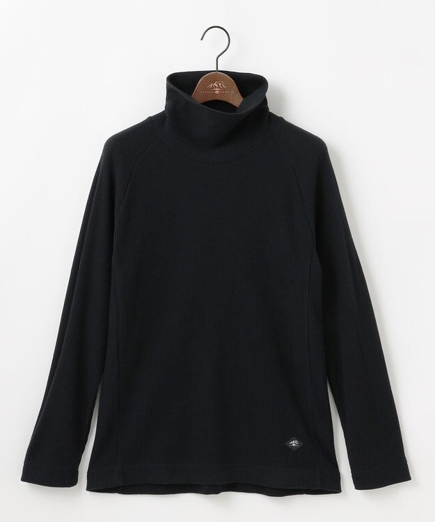 JOSEPH ABBOUD MOUNTAIN 【日本製/ソフト】ソフトウォームワッフル タートルネック Tシャツ ブラック系