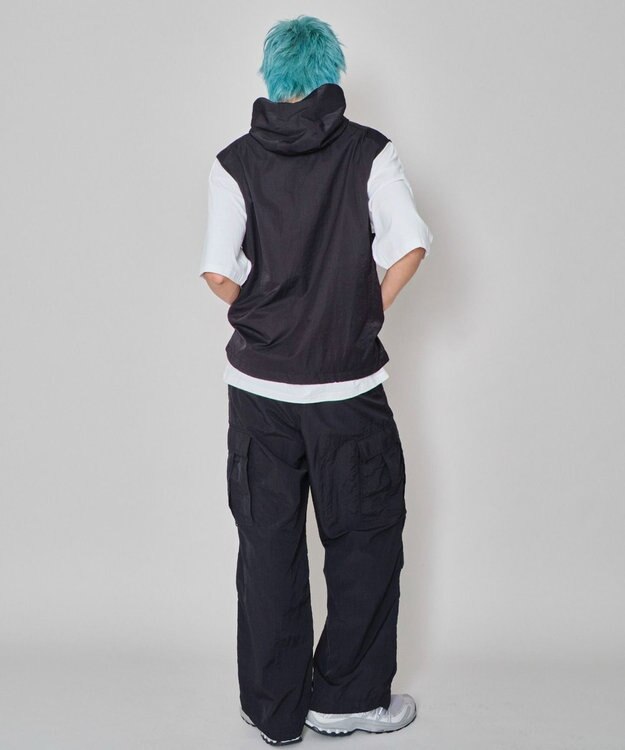 WEGO 【ユニセックス着用ITEM】フードナイロンベスト ブラック